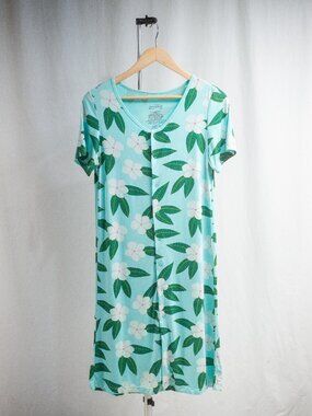 Kickee Pants Nursing Night Gown Bamboo Dress in Blue Floral